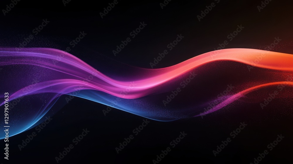 Abstract flowing smoke effect with colorful wave on black background Abstract flowing smoke effect with colorful wave on black background