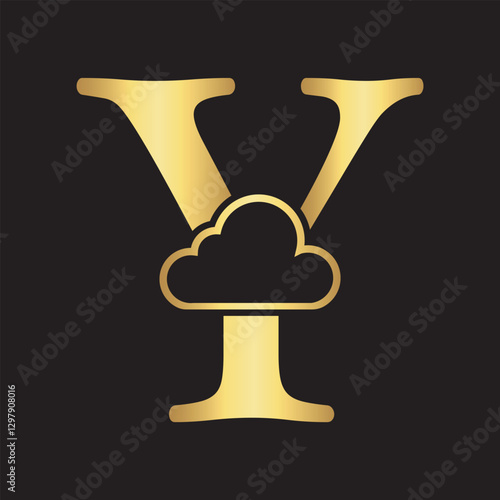 Initial Cloud Logo Combine With Letter Y Vector Template