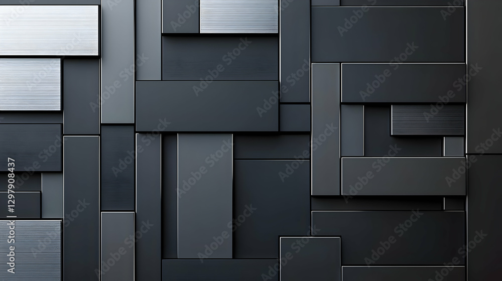 Abstract Geometric Wall Panel Design in Dark Gray Tones with Metallic Accents and Modern Composition Abstract Geometric Wall Panel Design in Dark Gray Tones with Metallic Accents and Modern Composition