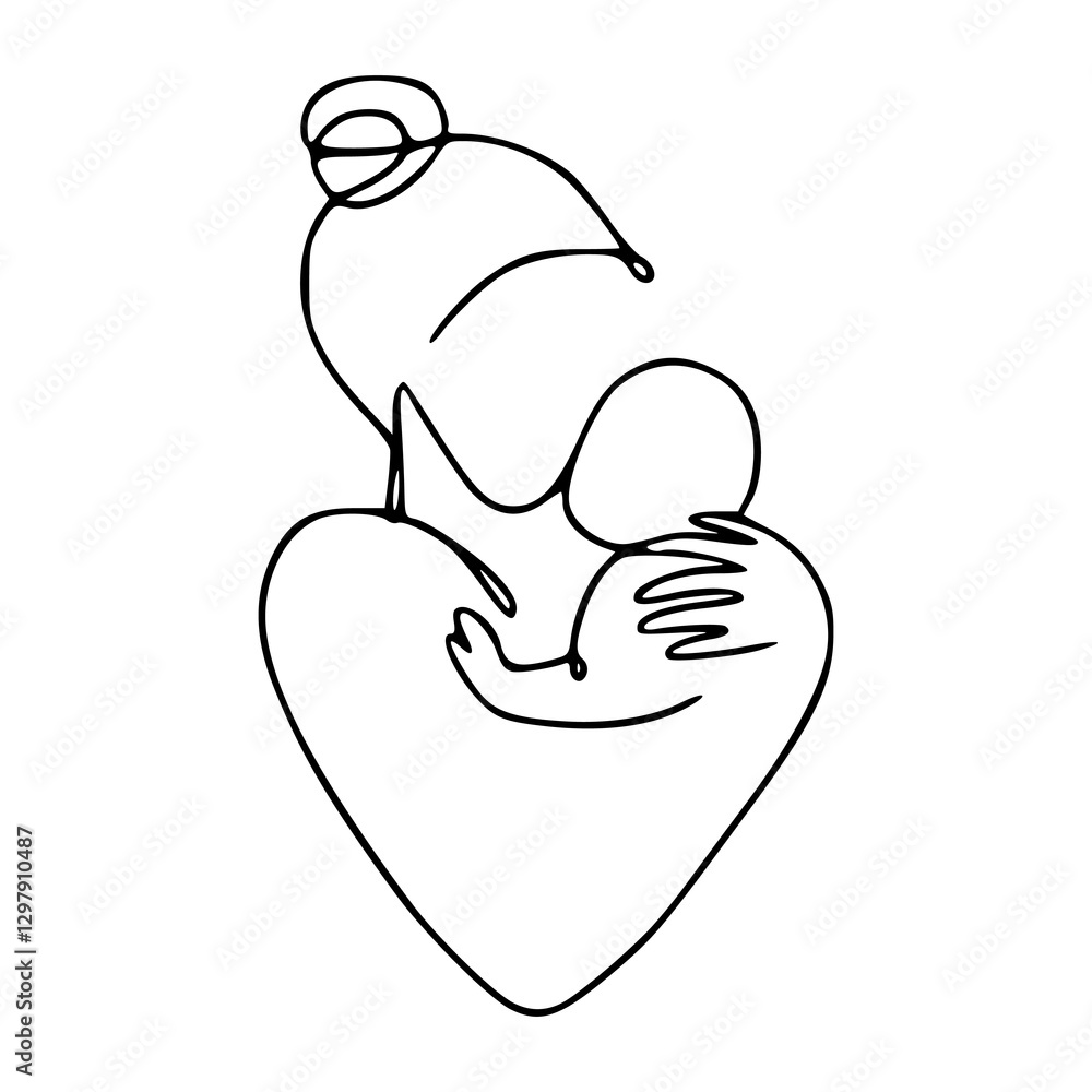 abstract line art sketch of a mother with child abstract line art sketch of a mother with child