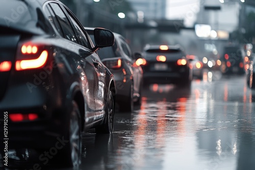 Wallpaper Mural Traffic jams on the roads as people try to escape the hurricane and the roads are flooded with water. Torontodigital.ca