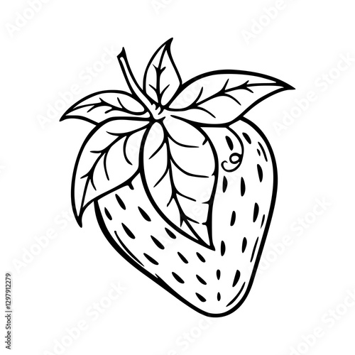 outline drawing of a fresh strawberry for coloring pages