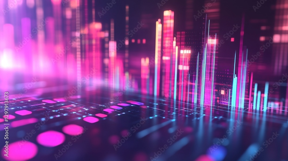 Abstract Digital Cityscape: Neon Lights and Data Streams Abstract Digital Cityscape: Neon Lights and Data Streams