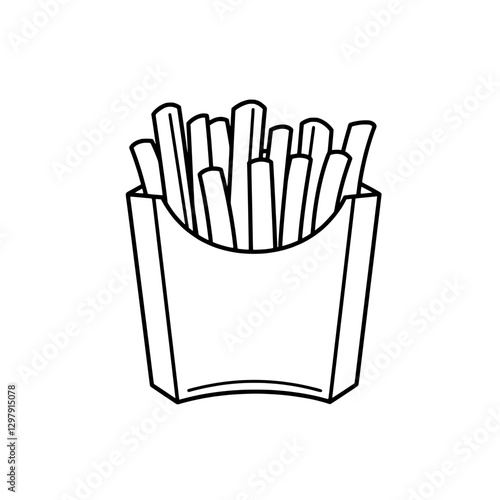 Golden Delights: A hand-drawn illustration of crispy, golden french fries in a classic carton.