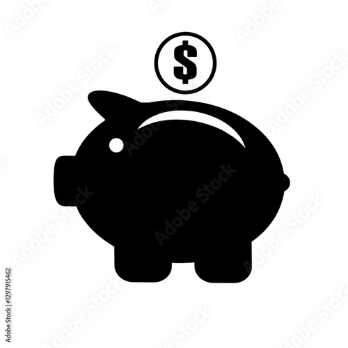piggy bank and coin icon