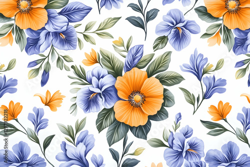 Wallpaper Mural Floral Pattern, Repeating Design, Vivid Colors, Seamless Texture, Decorative Background, Print, Wallpaper, Fabric, Illustration Torontodigital.ca