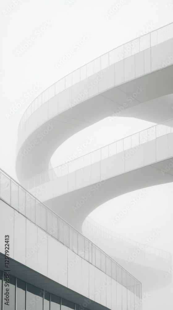 Fototapeta premium Abstract architectural curves in fog: modern minimal design