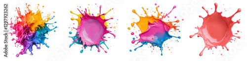 Vibrant color splash abstract composition with dynamic liquid paint and ink splatter effects  Colorful digital background suitable for multimedia design modern art festival and party decor