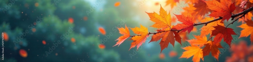 An animated autumn branch with colored leaves swaying gently in the wind , playful, leaf, whimsical An animated autumn branch with colored leaves swaying gently in the wind , playful, leaf, whimsical