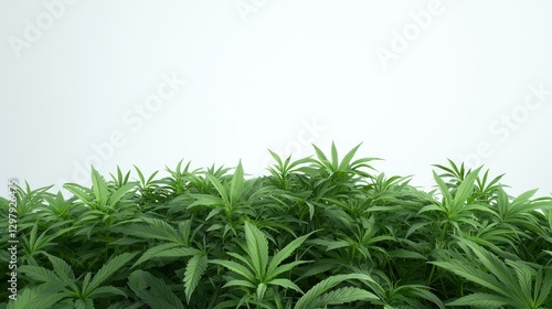 Cannabis Plants: A dense cluster of vibrant green cannabis plants thriving, forming a verdant expanse against a backdrop, embodying the essence of growth and natural beauty.