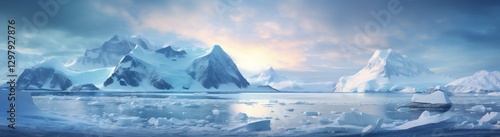 Wallpaper Mural Ice sheets melting in the environment in the arctic ocean waters. AI generated image Torontodigital.ca