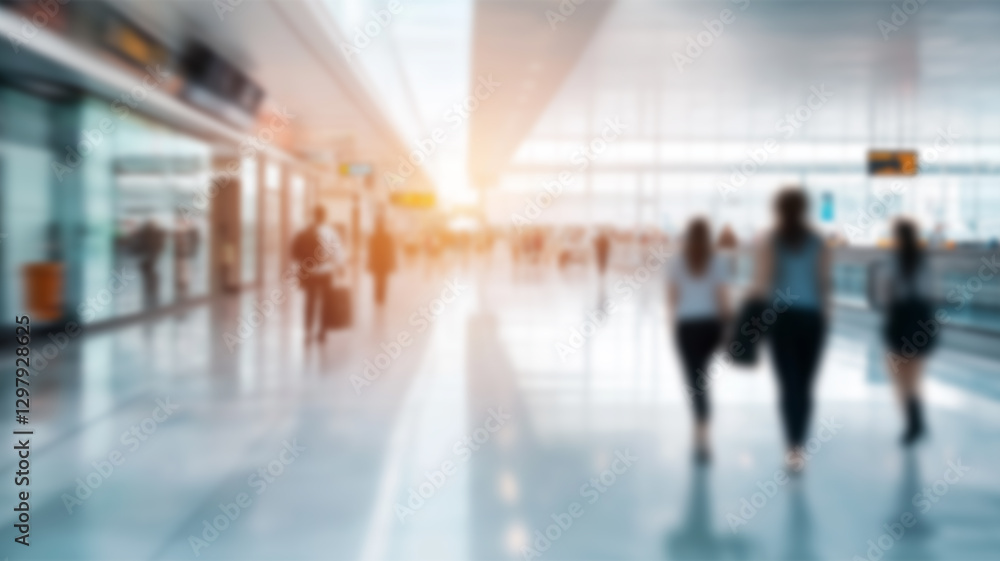 Blurred people waiting for the flight departure in airport. Defocused image of an airport. AI Generated Images Blurred people waiting for the flight departure in airport. Defocused image of an airport. AI Generated Images