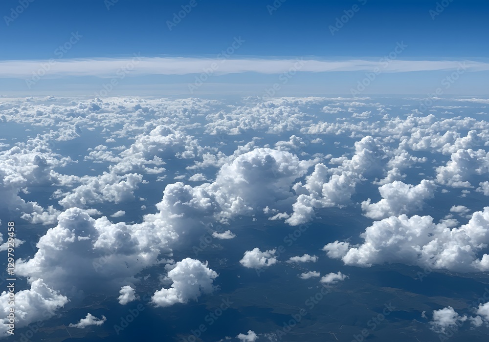 Fototapeta premium Aerial View of Fluffy White Clouds Against a Deep Blue Sky