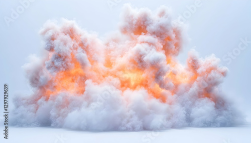 Powerful orange burst of energy against blue background, representing transformation photo