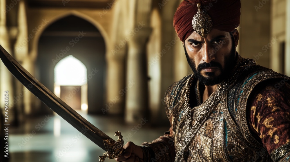 Warrior in ancient palace