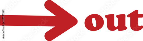 Free Download OUT arrow icon. Simple arrow big vector isolated on transparent background. Red or red street sign with flat arrow pointing right and left signboard on road for pointing direction - GFXLoad