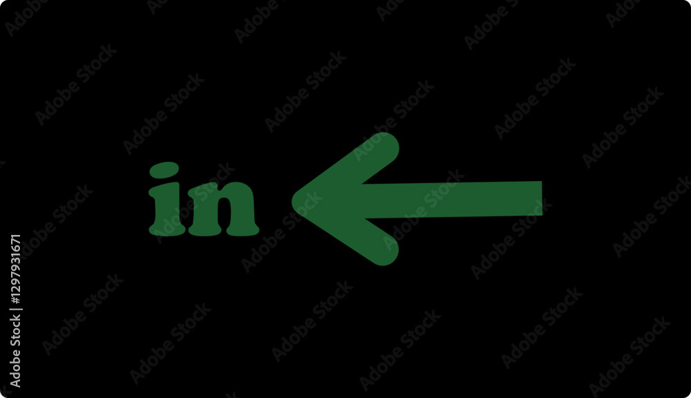 IN arrow icon. Simple arrow big vector isolated on transparent background. Red or green street sign with flat arrow pointing right and left signboard on road for pointing direction IN arrow icon. Simple arrow big vector isolated on transparent background. Red or green street sign with flat arrow pointing right and left signboard on road for pointing direction