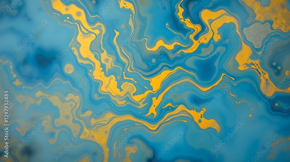 Mesmerizing Abstract Flow: Vivid Blue and Luxurious Gold Swirls Merge in a Stunning Fluid Art Composition, Creating a Hypnotic Fusion of Texture, Depth, and Elegance with Intricate Metallic Accents Mesmerizing Abstract Flow: Vivid Blue and Luxurious Gold Swirls Merge in a Stunning Fluid Art Composition, Creating a Hypnotic Fusion of Texture, Depth, and Elegance with Intricate Metallic Accents