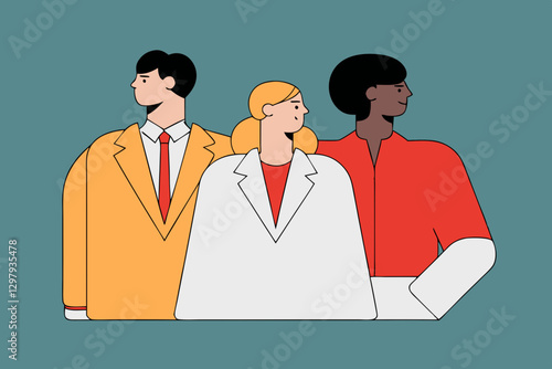 Diverse Business Team Illustration: Unity and Collaboration in Modern Work Culture