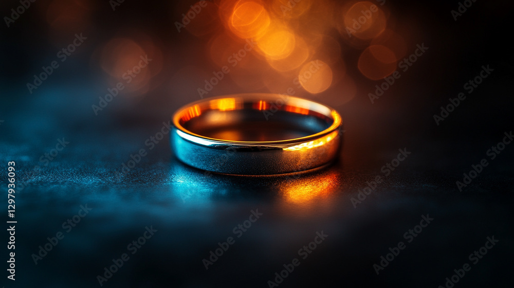 A glowing, iridescent ring rests on a dark, reflective surface, symbolizing modern elegance, mystery, and futuristic beauty in a minimalist setting.
A glowing, iridescent ring rests on a dark, reflective surface, symbolizing modern elegance, mystery, and futuristic beauty in a minimalist setting.