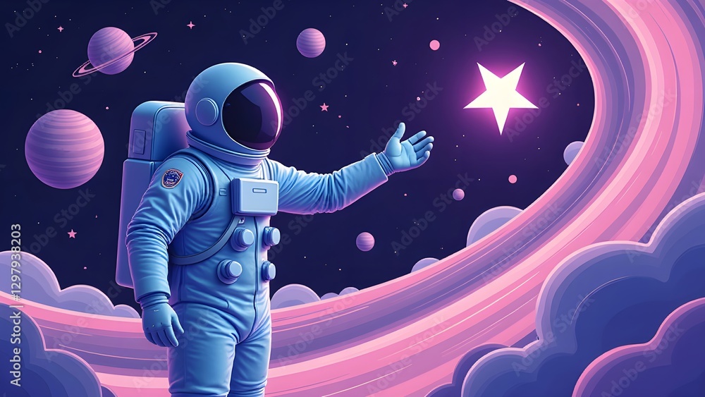 Obraz premium Astronauts walking in the interstellar world