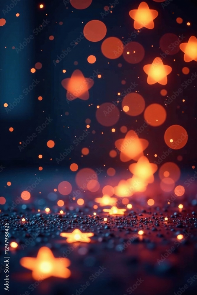 Fototapeta premium Confetti-like starry lights create a whimsical Christmas atmosphere, joyful ambiance, starry confetti, holiday sparkle