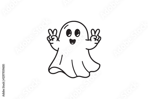 Cute Peaceful Ghost Illustration vector