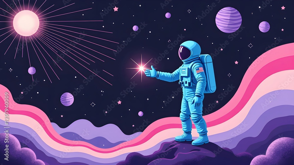 Obraz premium Astronauts walking in the interstellar world
