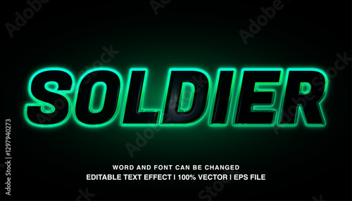 editable soldier green neon typeface