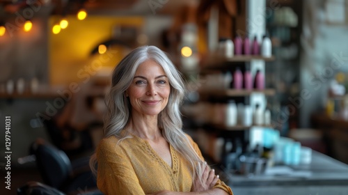 Wallpaper Mural A senior woman in a beauty salon discussing hair loss solutions Torontodigital.ca