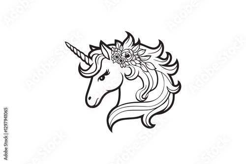 Elegant Floral Unicorn Illustration vector