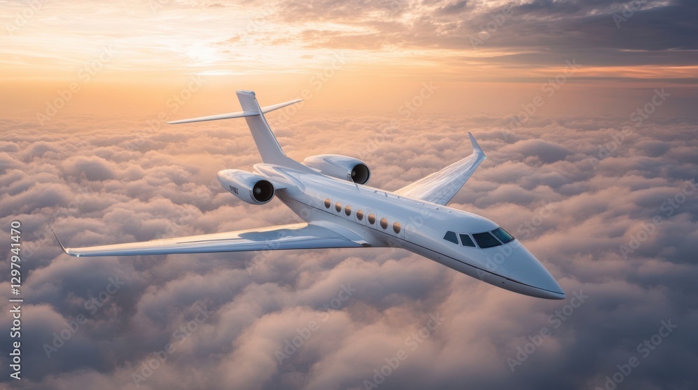Fototapeta premium A supersonic private jet cruising above the clouds