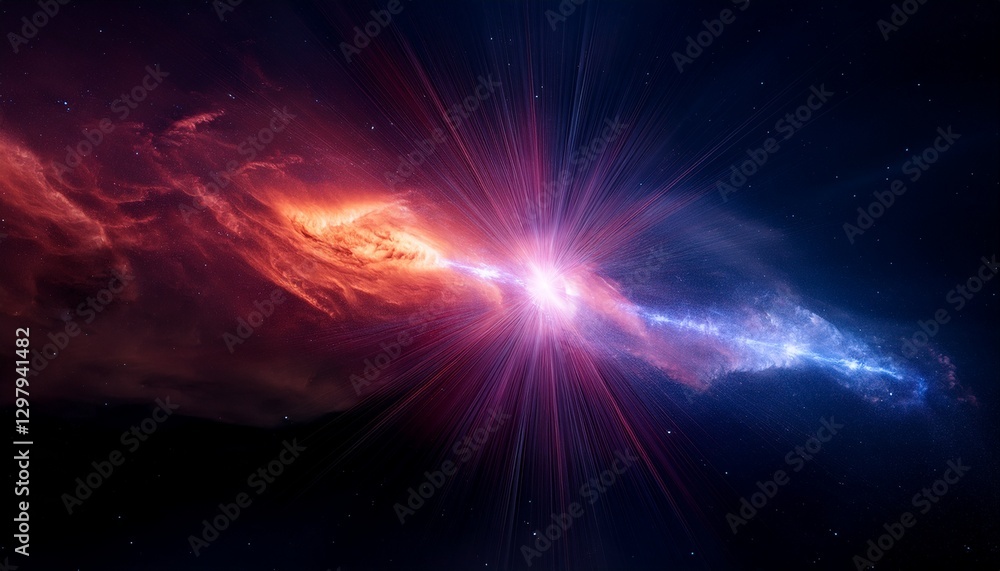 Obraz premium 초신성 충격파와 성간 구름의 폭발