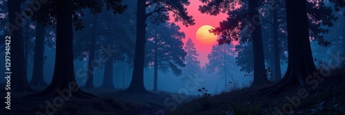 Wallpaper Mural Dark forest background, silhouetted trees, trees, nature, forest Torontodigital.ca