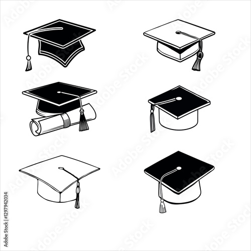 graduation cap, Graduation Hat ,clean and simple black silhouette of a graduation hat