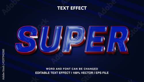 editable text effect Super blue