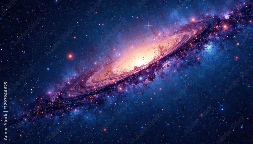 Obraz premium Deep Space Milky Way Galaxy Scene with Stars and Dust, night sky, cosmic dust, astronomy