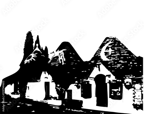 Trulli Alberobello Sketch Drawing