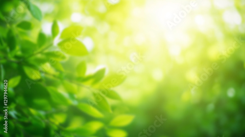 Blur natural green leaves bokeh background. Green bokeh on nature abstract blur background. AI Generated Images photo