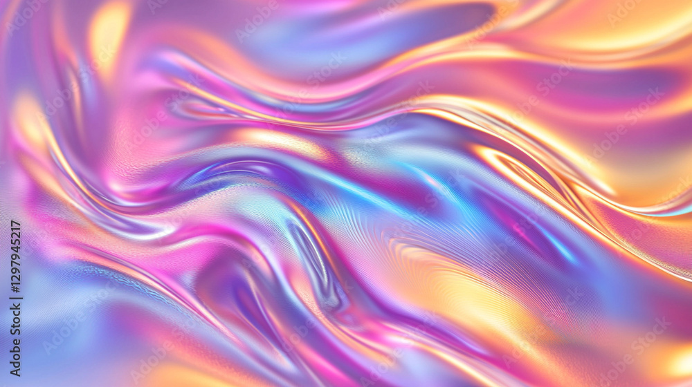 An abstract, bold, and colorful holographic background featuring a liquid blob shape. The iridescent melted substance creates a striking contrast against the black backdrop with chrome-like drops An abstract, bold, and colorful holographic background featuring a liquid blob shape. The iridescent melted substance creates a striking contrast against the black backdrop with chrome-like drops
