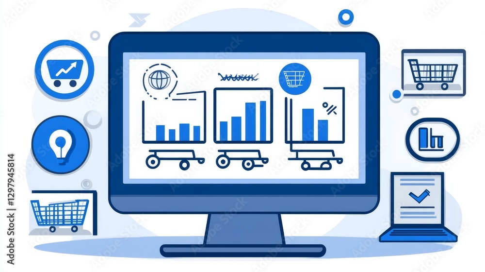 Data visualization on screen illustration for business intelligence and analytics for strategic planning and reporting insights Data visualization on screen illustration for business intelligence and analytics for strategic planning and reporting insights