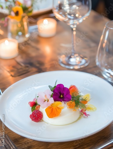 Wallpaper Mural Panna Cotta with Edible Flowers Torontodigital.ca