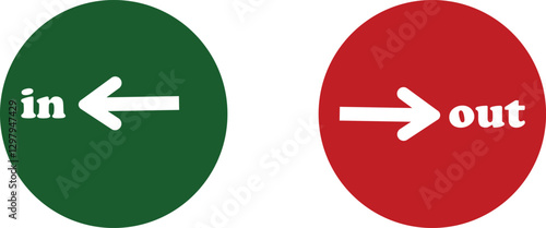 Free Download IN OUT arrow icons set. Simple arrow big vector collection isolated on transparent background. Red or green street sign with flat arrow pointing right and left signboard on road for pointing direction - GFXLoad