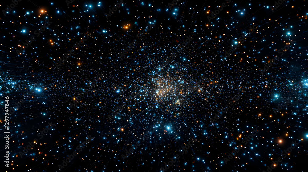 Dense Star Field With Blue And Orange Specks Against Dark Background Dense Star Field With Blue And Orange Specks Against Dark Background