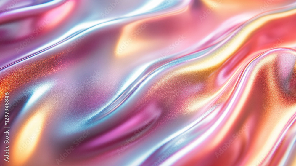 An abstract, bold, and colorful holographic background featuring a liquid blob shape. The iridescent melted substance creates a striking contrast against the black backdrop with chrome-like drops An abstract, bold, and colorful holographic background featuring a liquid blob shape. The iridescent melted substance creates a striking contrast against the black backdrop with chrome-like drops
