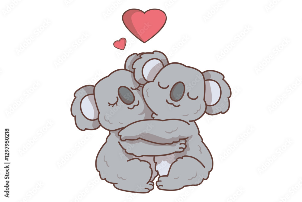 Obraz premium Hugging Koala Character Illustration