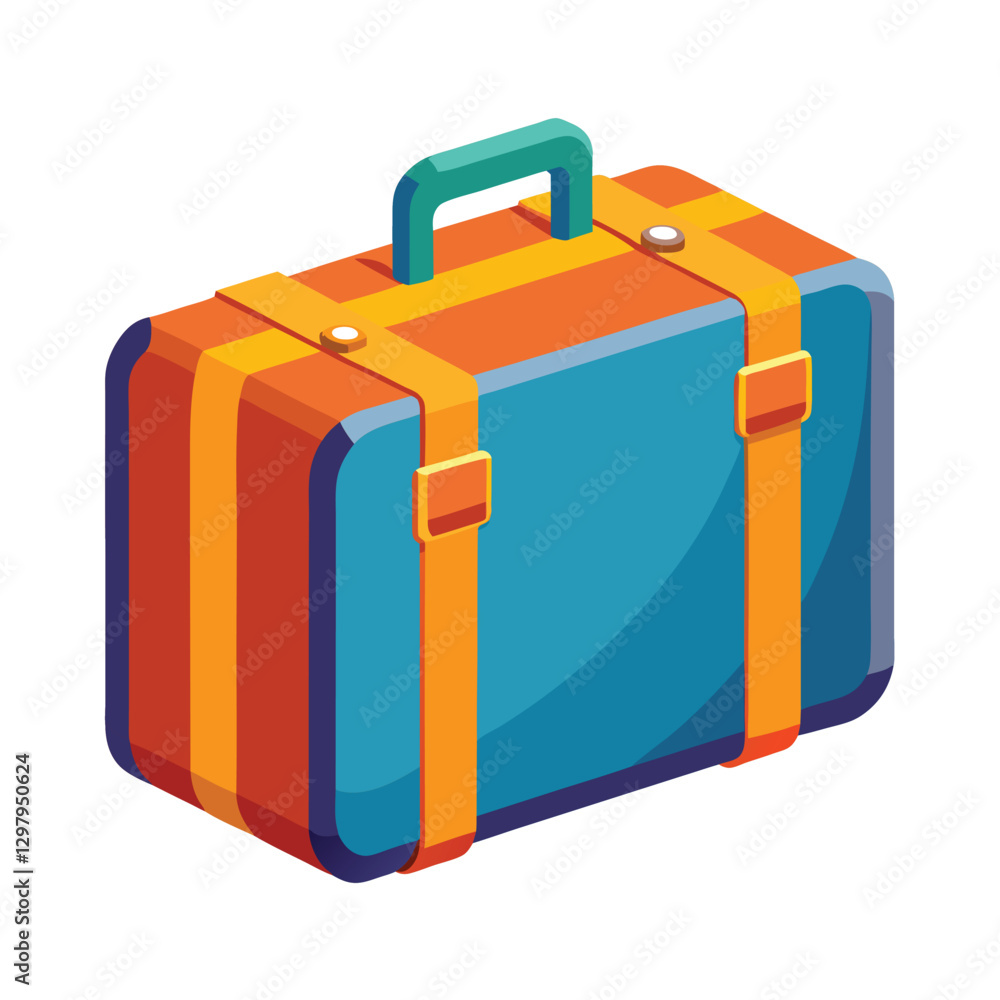 travel vacations suitcase with handle and wheels isolated vector icon