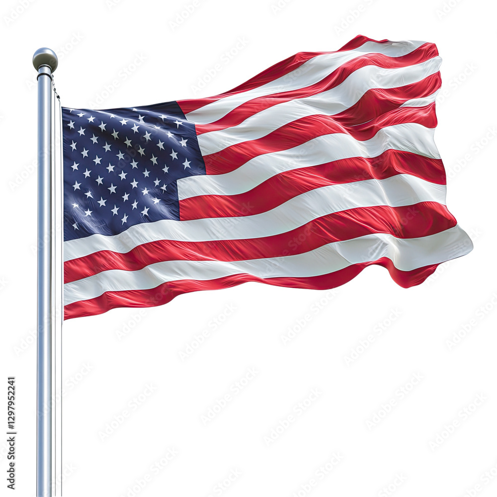 American flag flying in the wind on a transparent background American flag flying in the wind on a transparent background