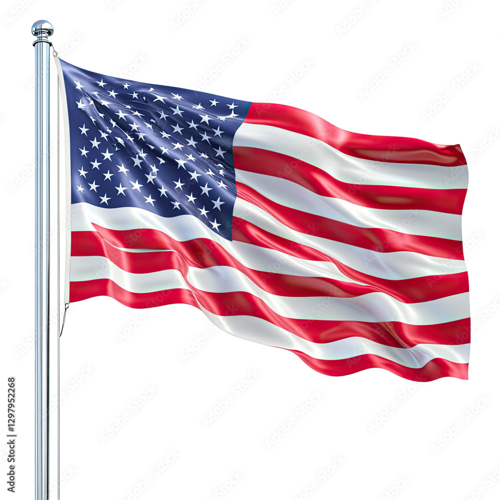 American flag flying in the wind on a transparent background American flag flying in the wind on a transparent background