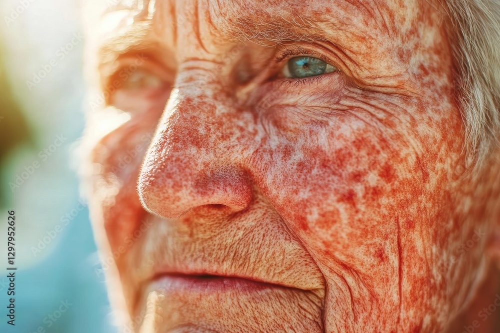 Portrait of Elderly Woman with Distinctive Freckles and Blue Eyes Portrait of Elderly Woman with Distinctive Freckles and Blue Eyes